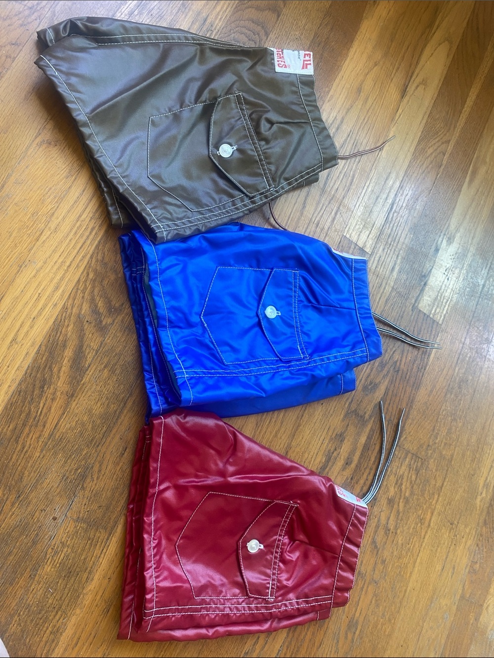 Birdwell Kids Swim Shorts Trio in Brown, Blue & Red sold individually